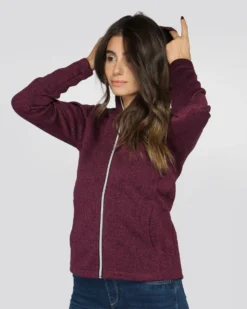 ON SPIRIT - Pile da donna viola melange con cappuccio e zip frontale - LORETTA