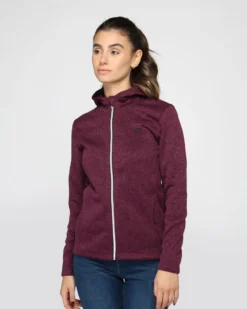 ON SPIRIT - Pile da donna viola melange con cappuccio e zip frontale - LORETTA
