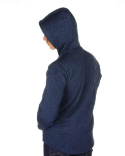 ON SPIRIT - Pile da uomo blu melange con zip frontale e cappuccio - LUIGI