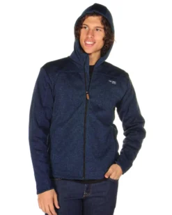 ON SPIRIT - Pile da uomo blu melange con zip frontale e cappuccio - LUIGI