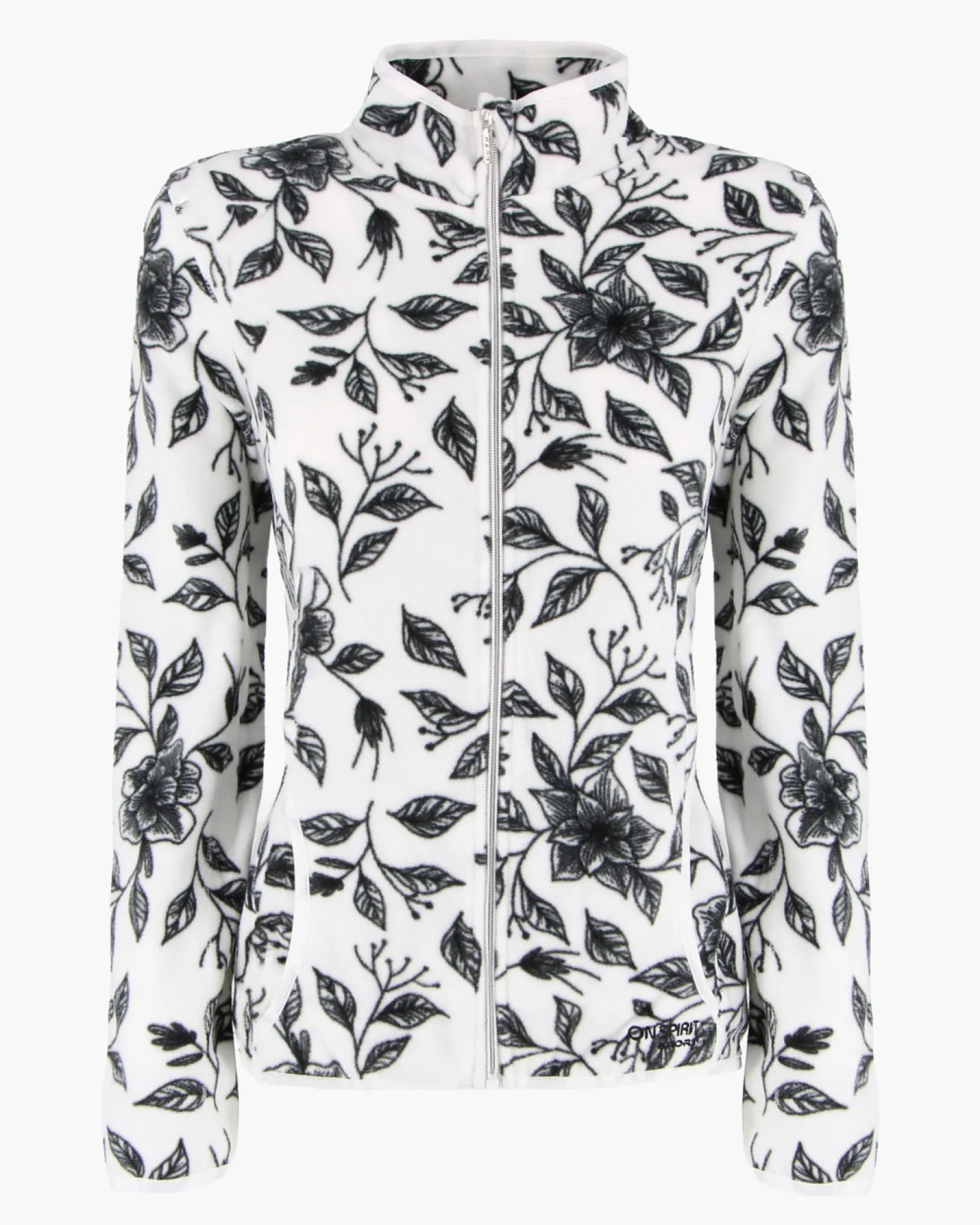 ON SPIRIT - PILE DONNA FULL ZIPBIANCO E FIORI NERI - NICLA