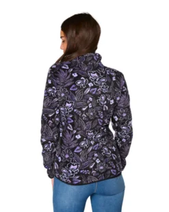 ON SPIRIT - PILE DONNA FULL ZIP LILLA E NERO FANTASIA FIORI OLIVIA