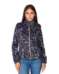 ON SPIRIT - PILE DONNA FULL ZIP LILLA E NERO FANTASIA FIORI OLIVIA