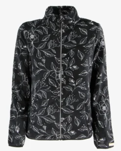 ON SPIRIT - PILE  DONNA FULL ZIP NERO E FIORI BIANCHI-  ANIA