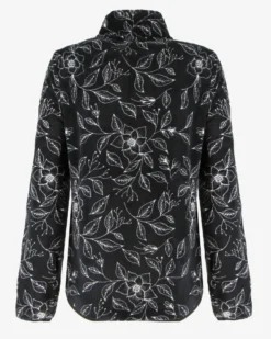 ON SPIRIT - PILE  DONNA FULL ZIP NERO E FIORI BIANCHI-  ANIA
