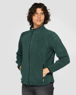 ON SPIRIT - PILE  RIGATO UOMO  FULL ZIP  VERDE - FABIO