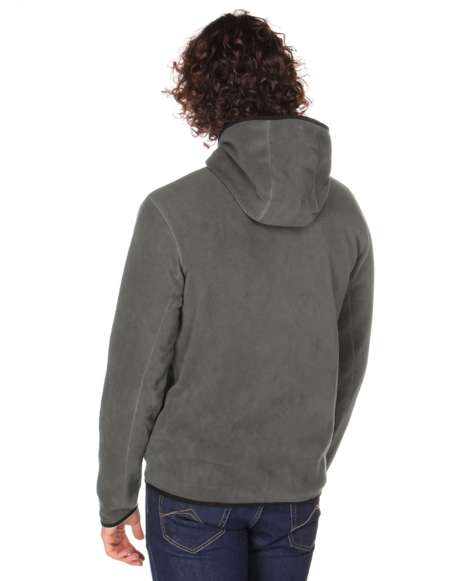 ON SPIRIT - PILE UOMO CON CAPPUCCIO FULL ZIP GRIGIO SCURO - ANDREA