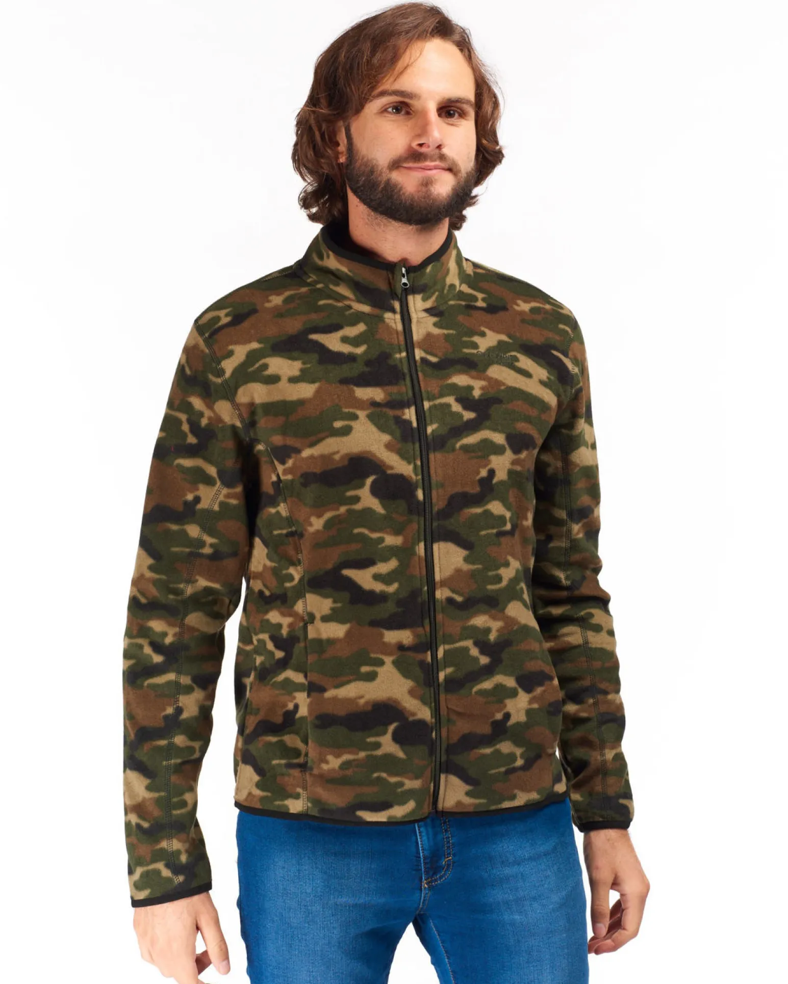 ON SPIRIT - PILE UOMO FULL ZIP FANTASIA MILITARE BEIGE, MARRONE, VERDE E NERO - ARTURO