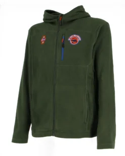ON SPIRIT - Pile verde scuro da uomo con cappuccio e zip frontale - GOLIA