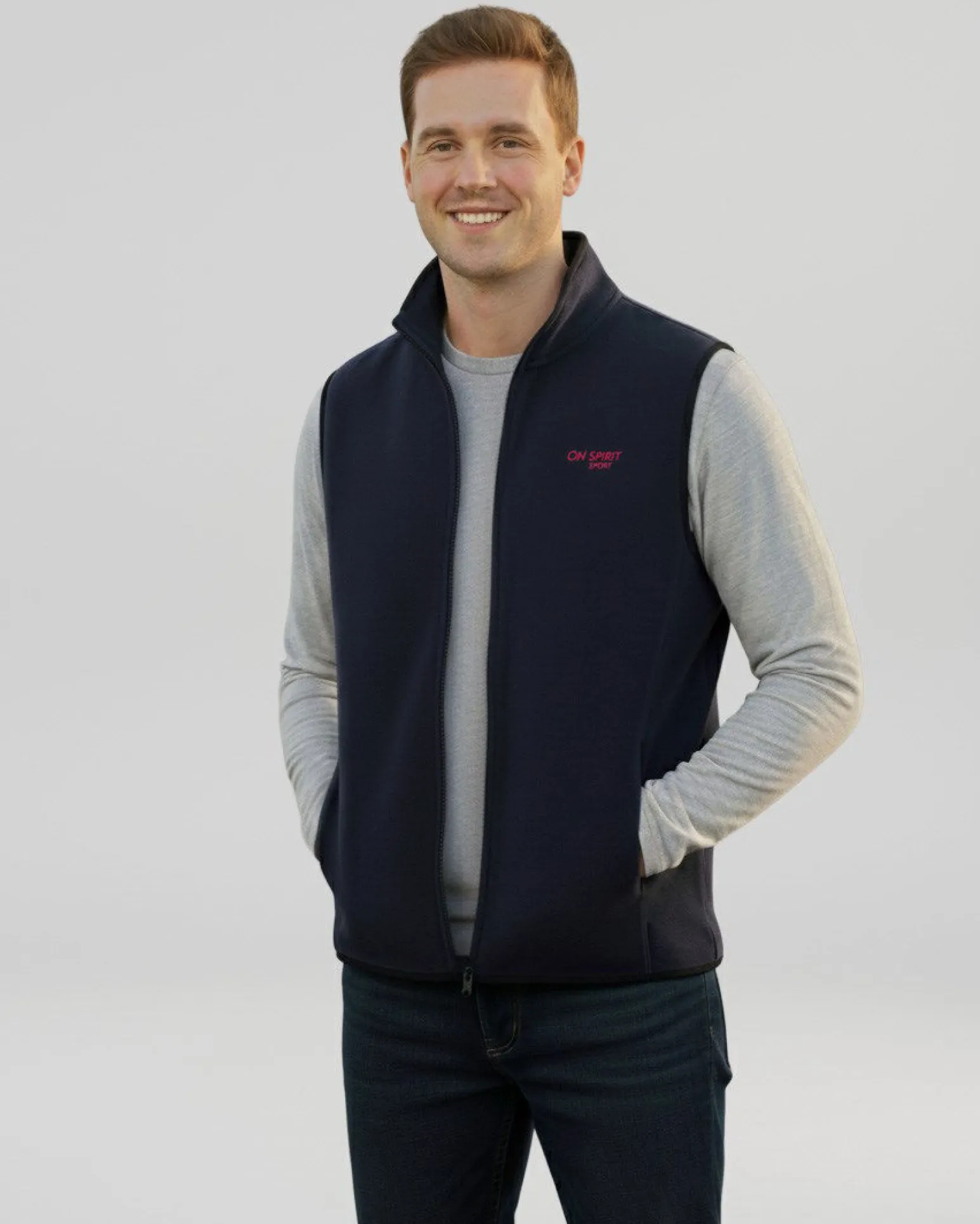 ON SPIRIT - SMANICATO IN PILE UOMO FULL ZIP BLU SCURO - SIMONE