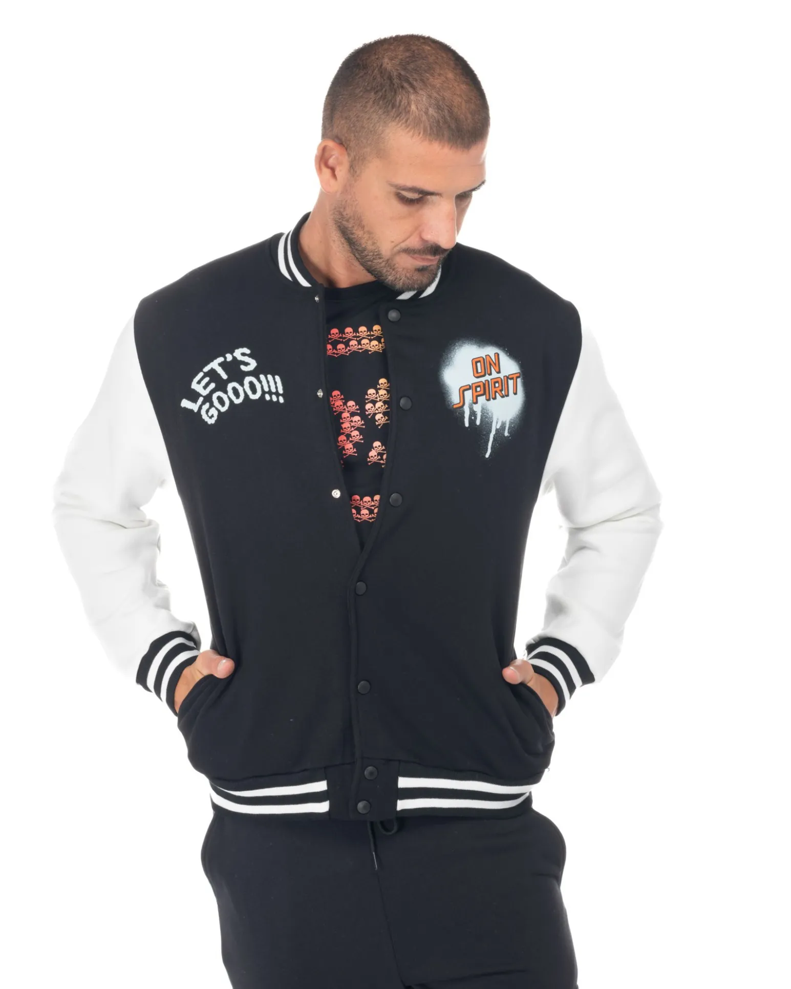 ON SPIRIT - UOMO FELPA BOMBER COLLEGE