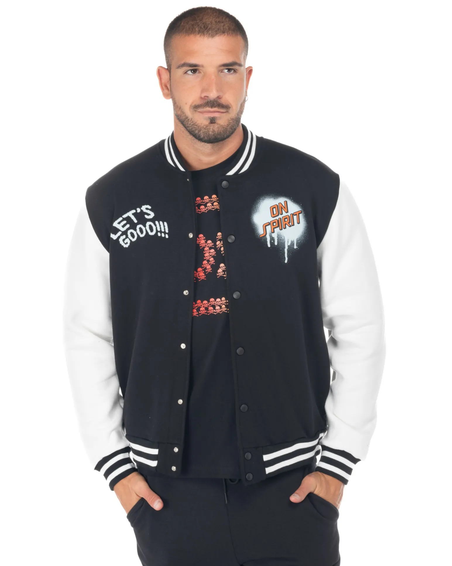 ON SPIRIT - UOMO FELPA BOMBER COLLEGE