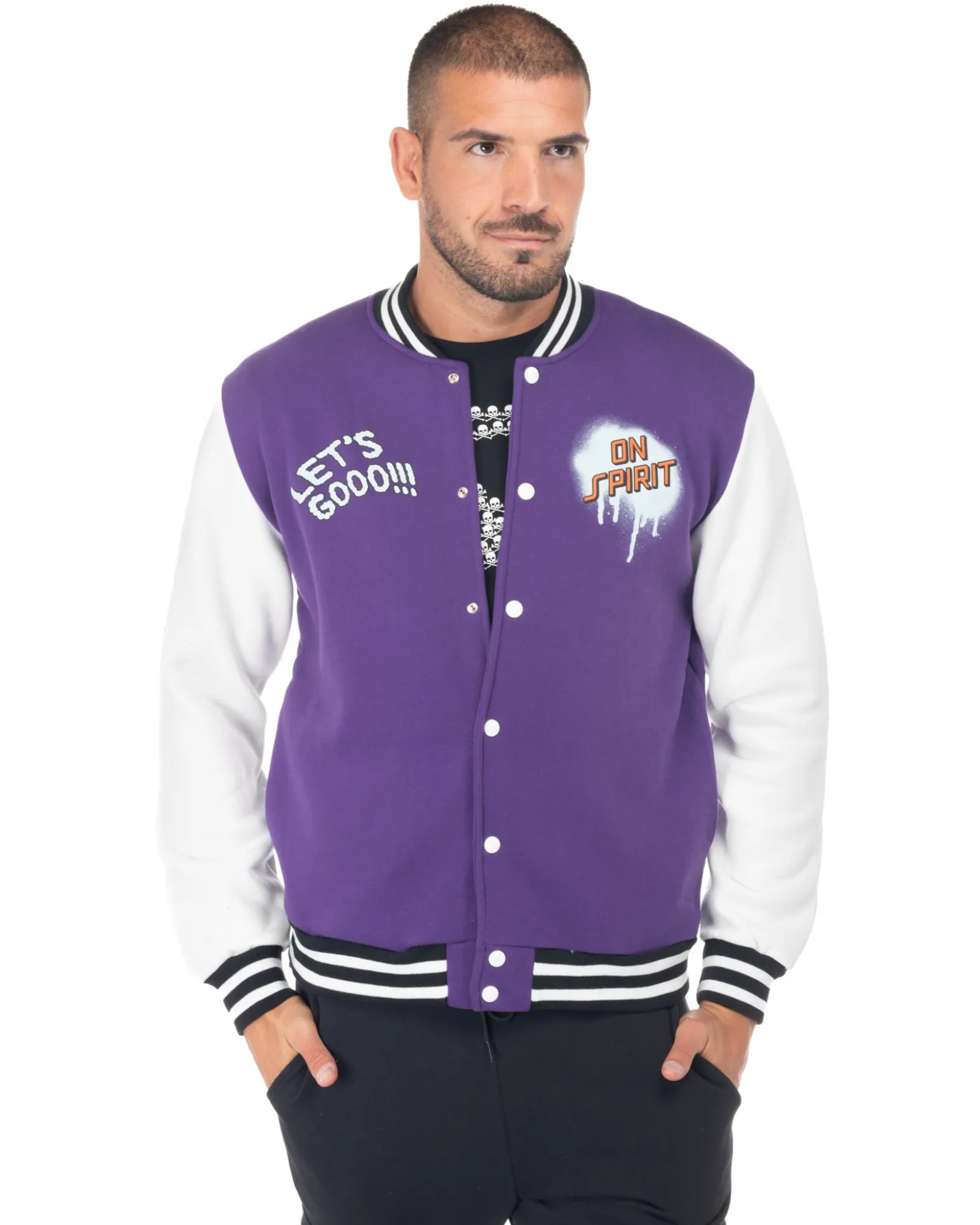 ON SPIRIT - UOMO FELPA BOMBER COLLEGE