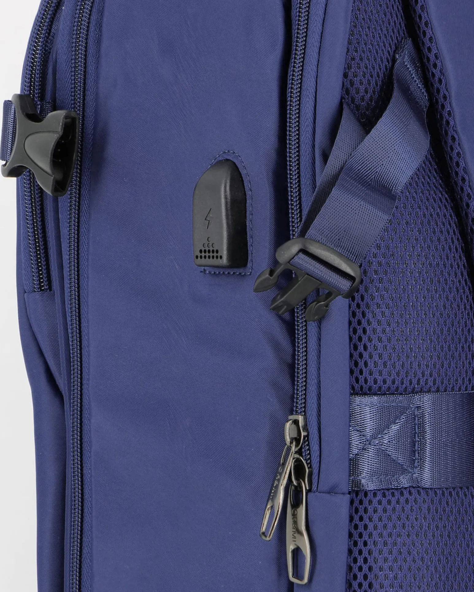 OR&MI - Zaino ufficio blu in nylon con fibbie laterali regolabili