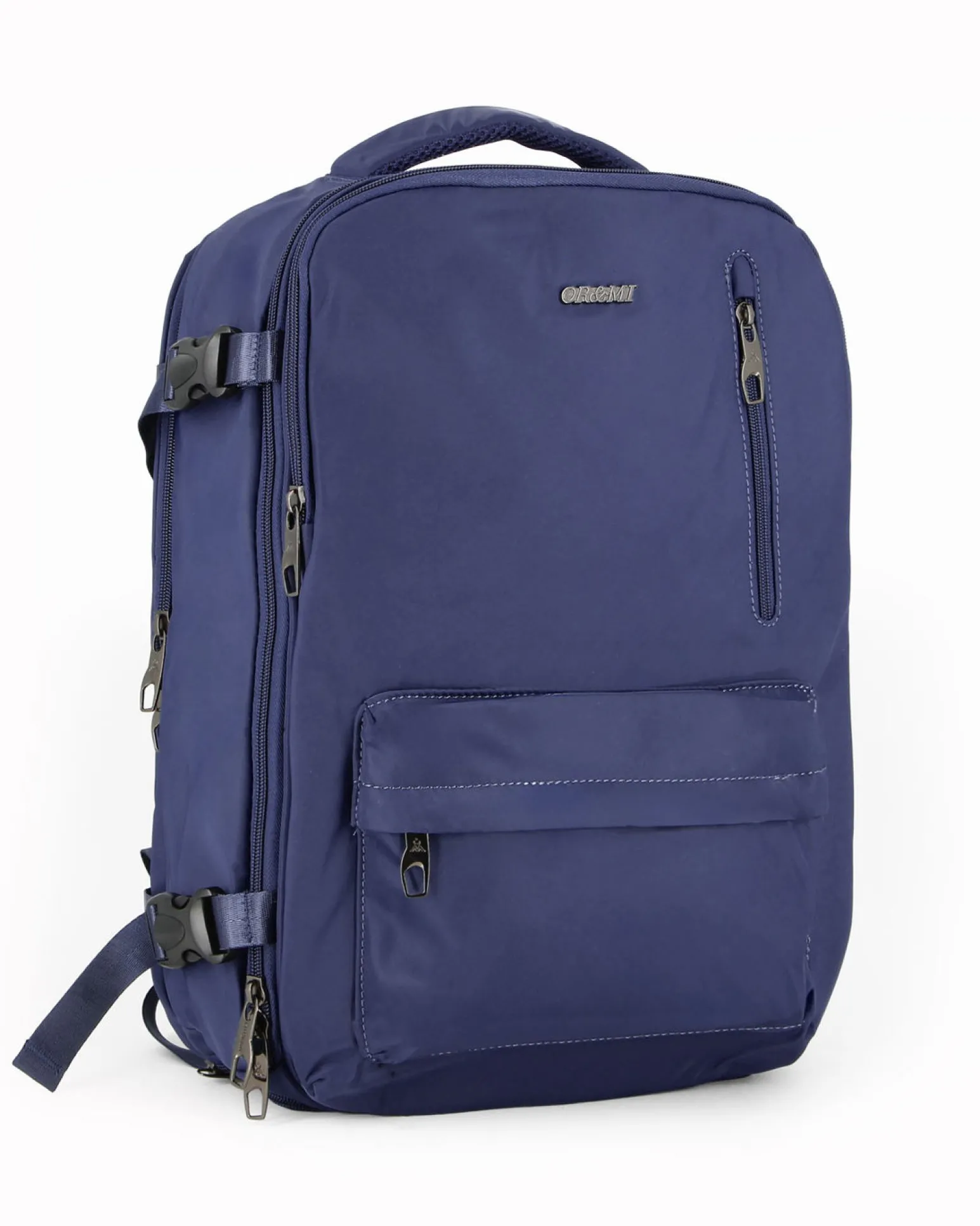 OR&MI - Zaino ufficio blu in nylon con fibbie laterali regolabili