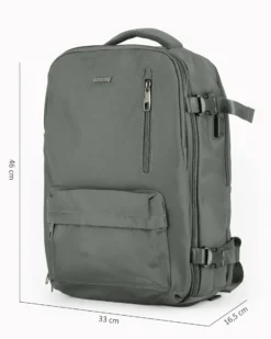 OR&MI - Zaino ufficio grigio in nylon con fibbie laterali regolabili