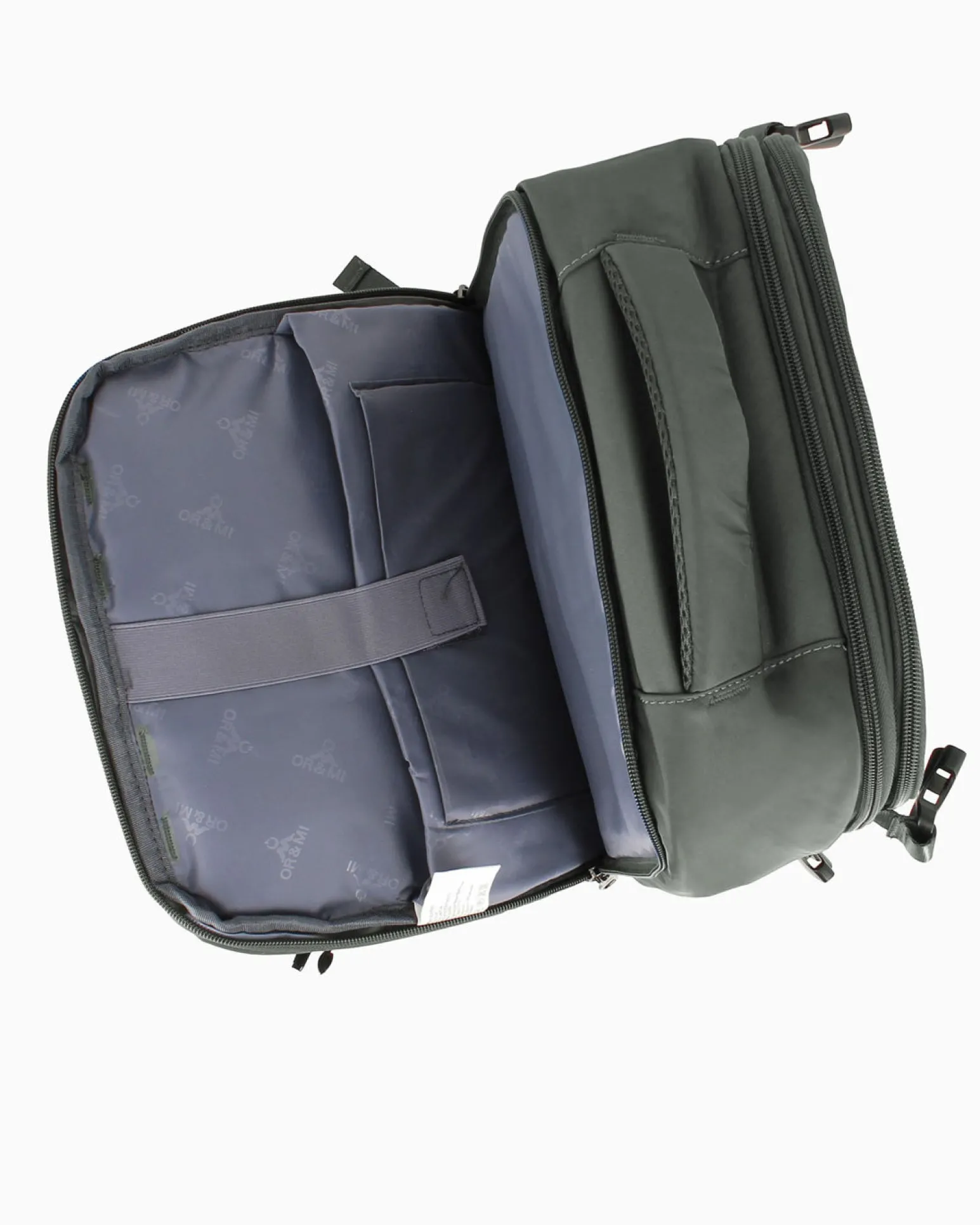 OR&MI - Zaino ufficio grigio in nylon con fibbie laterali regolabili