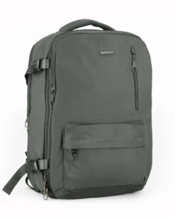 OR&MI - Zaino ufficio grigio in nylon con fibbie laterali regolabili