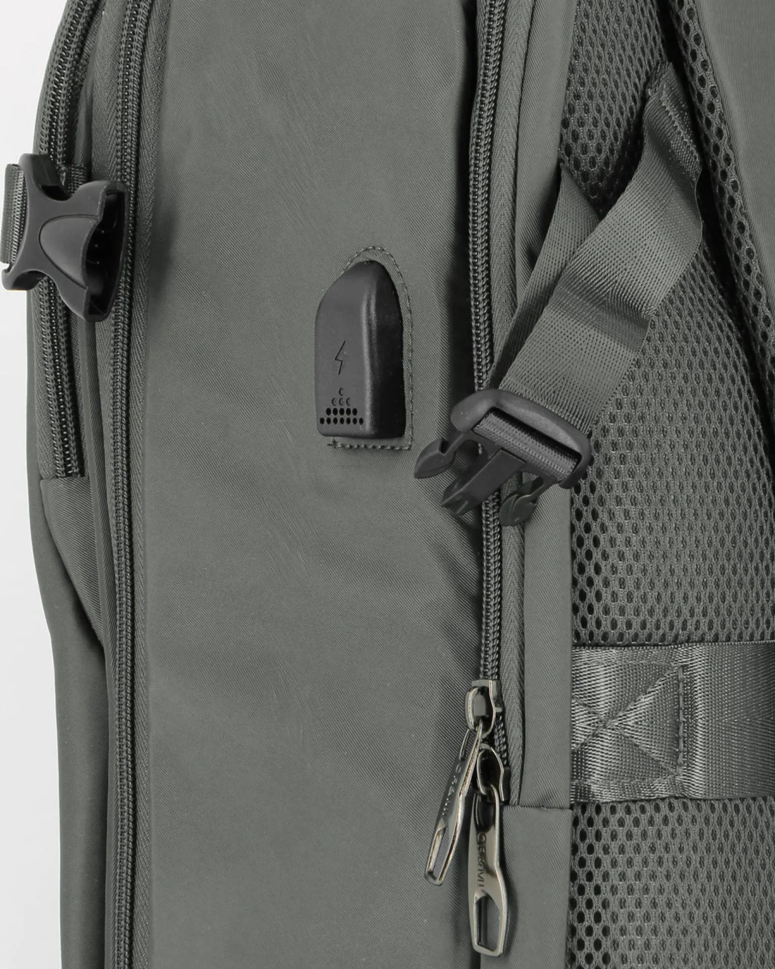 OR&MI - Zaino ufficio grigio in nylon con fibbie laterali regolabili