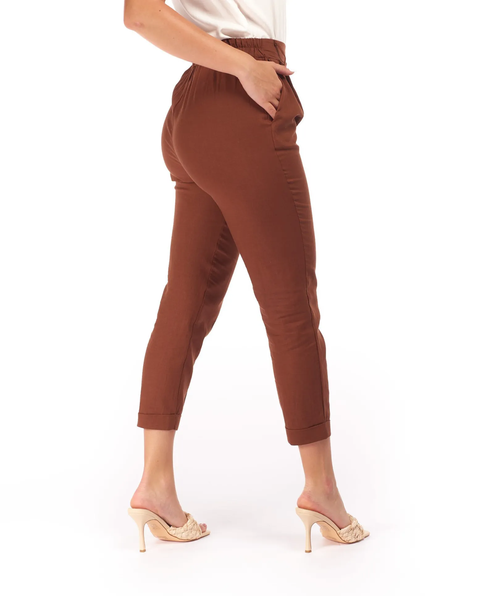 PANTALONE TASCA AMERICA LINO-VISCOSA