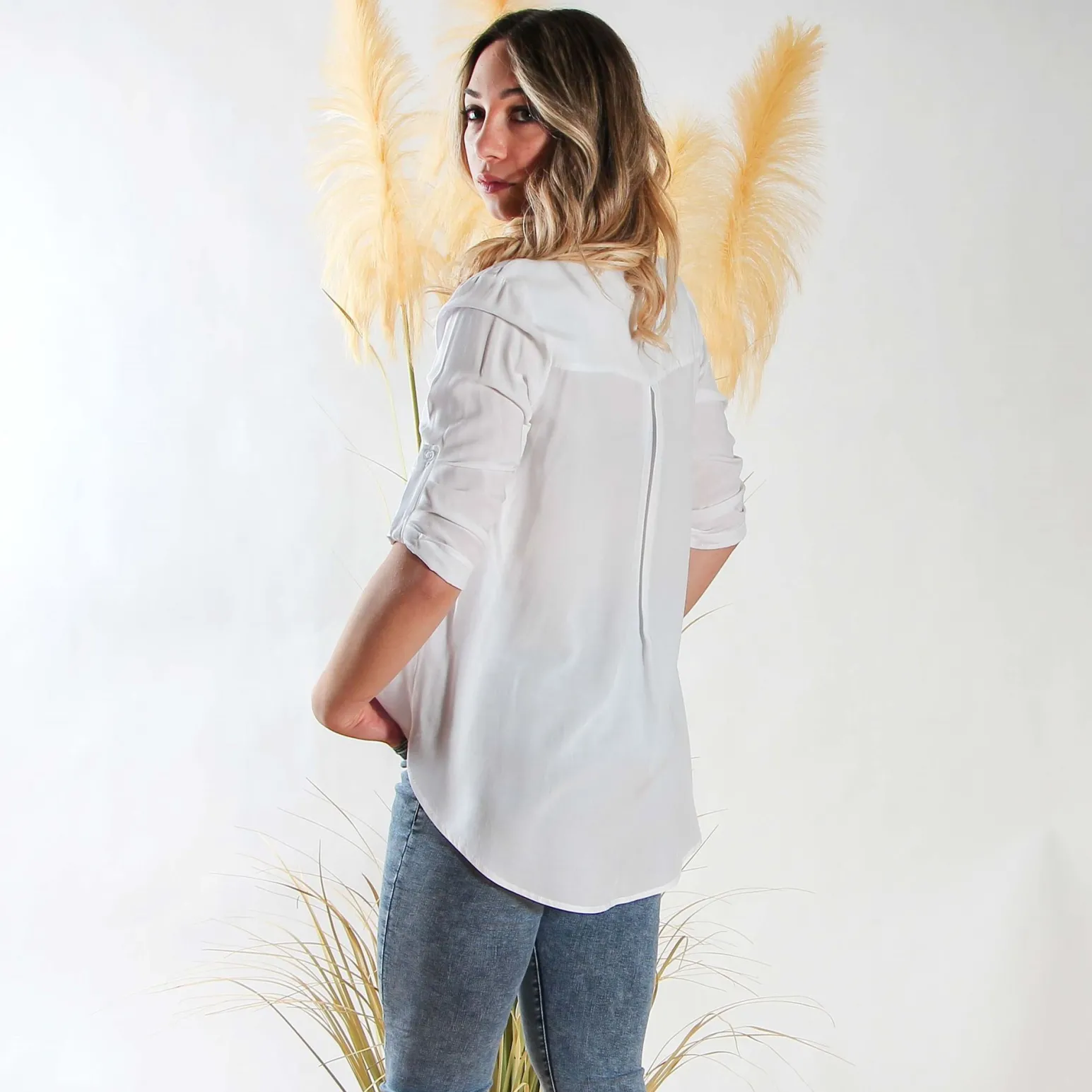 PAQUITA - CAMICIA MANICA 3/4 SCOLLO A V