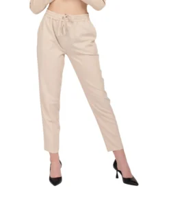 PAQUITA - PANTALONE BEIGE DA DONNA CON VITA ELASTICIZZATA