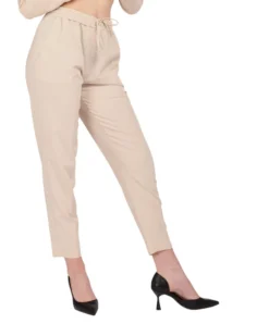 PAQUITA - PANTALONE BEIGE DA DONNA CON VITA ELASTICIZZATA