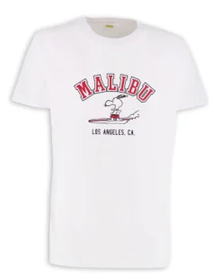 PEANUTS - Tshirt bianca da uomo con stampa "Malibu Snoopy" -  JL052530
