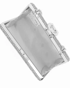 Pochette clutch argento con strass argento e chiusura tre anelli con strass - DIVAS