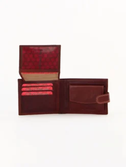 Portafoglio uomo cognac  in VERA PELLE, con portaspicci, doppio scomparto banconote e chiusura con bottone  -You Young Coveri