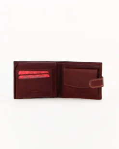 Portafoglio uomo cognac  in VERA PELLE, con portaspicci, doppio scomparto banconote e chiusura con bottone  -You Young Coveri