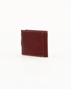 Portafoglio uomo cognac  in VERA PELLE, con portaspicci, doppio scomparto banconote e chiusura con bottone  -You Young Coveri