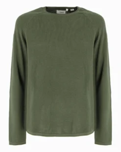 PRODUKT - PULLOVER VERDE PARICOLLO DA UOMO  TRAMA NIDO D'APE
