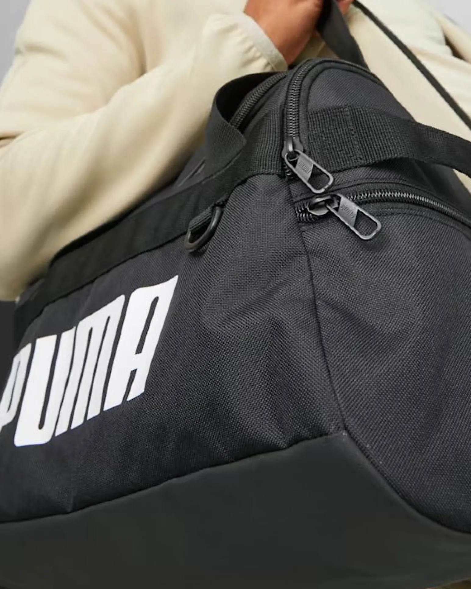 PUMA - Borsone nero e bianco con 2 scomparti e tasca per scarpe