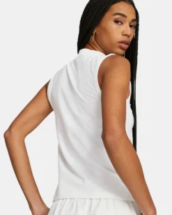 PUMA - Canotta da donna bianca slim fit con logo nero