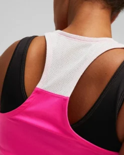 PUMA - Canotta da padel donna rosa in tessuto traspirante con logo nero