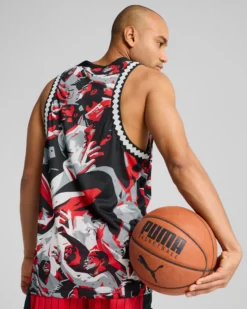 PUMA - CANOTTA ROSSA RIVAL RAGE AOP MESH TANK DA UOMO - 685449-03