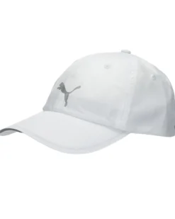 PUMA - Cappello da padel regolabile bianco in tessuto traspirante con logo riflettente