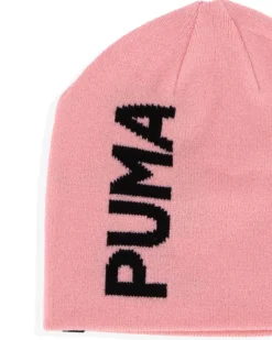 PUMA - Cappello invernale da bambina rosa con logo nero