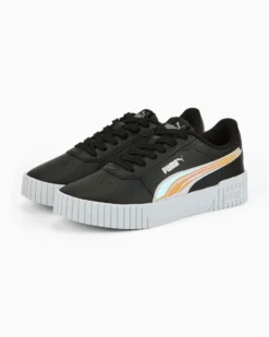 PUMA CARINA 2.0 HOLO JR - Sneakers nera e bianca con logo arcobaleno, numerata 36/39
