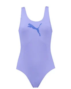 PUMA - Costume da bagno intero lilla con logo viola
