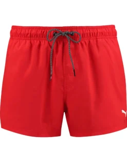 PUMA - Costume da bagno pantaloncino corto rosso con logo bianco