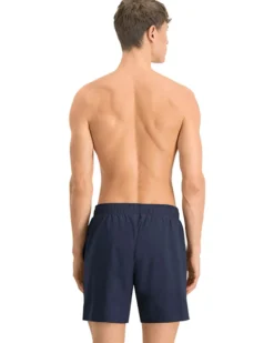 PUMA - Costume da bagno pantaloncino lunghezza media nero con logo bianco