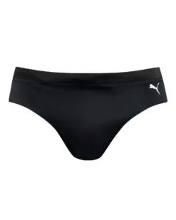 PUMA - Costume slip nero in tessuto elasticizzato con lacci