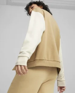 PUMA - Felpa bomber comfort fit beige da donna