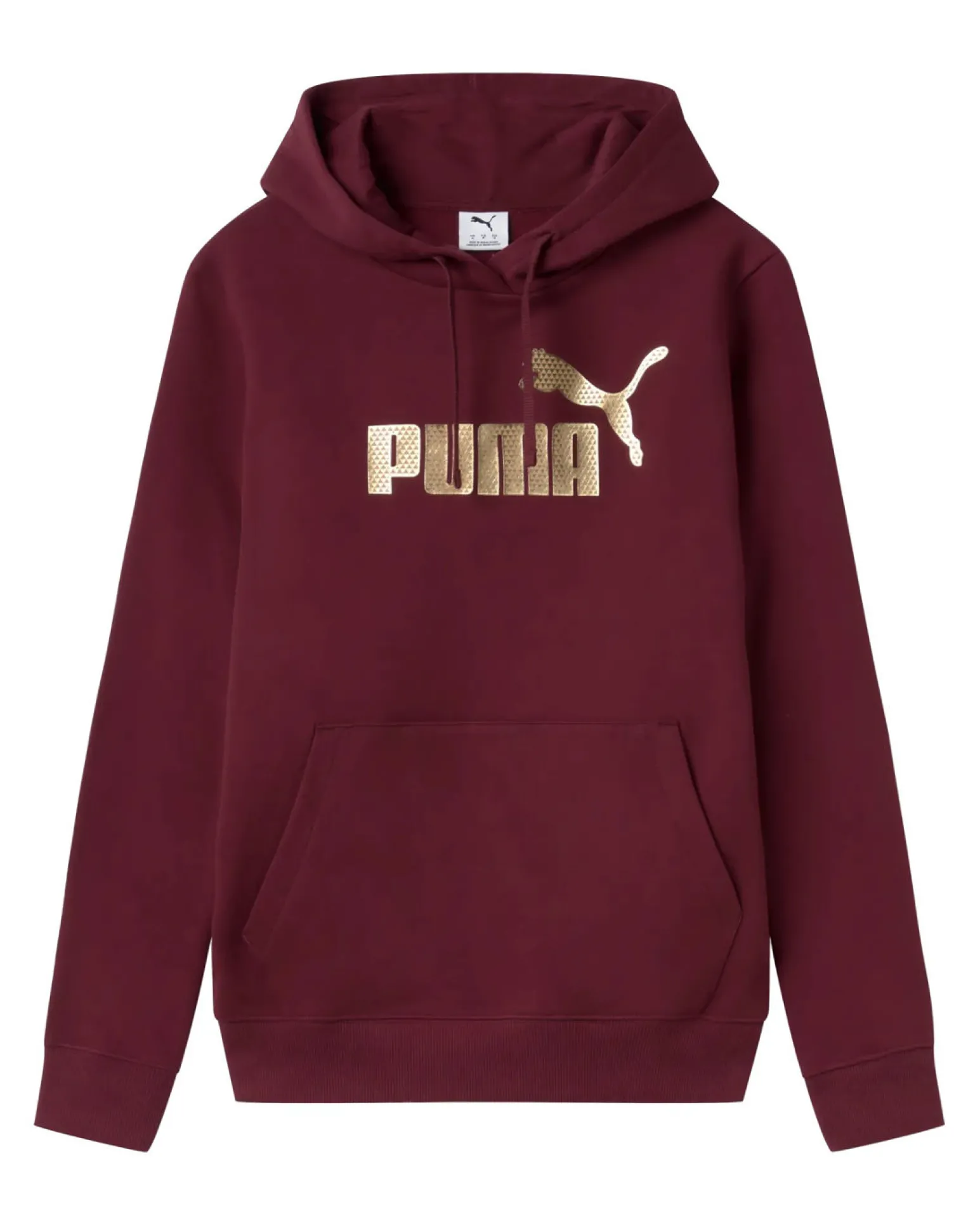 PUMA - FELPA BORDEAUX CON CAPPUCCIO ESSENTIAL +TEXTURED FOIL BIG LOGO DA DONNA, 692198-96
