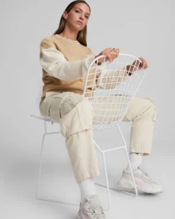 PUMA - Felpa comfort fit beige da donna
