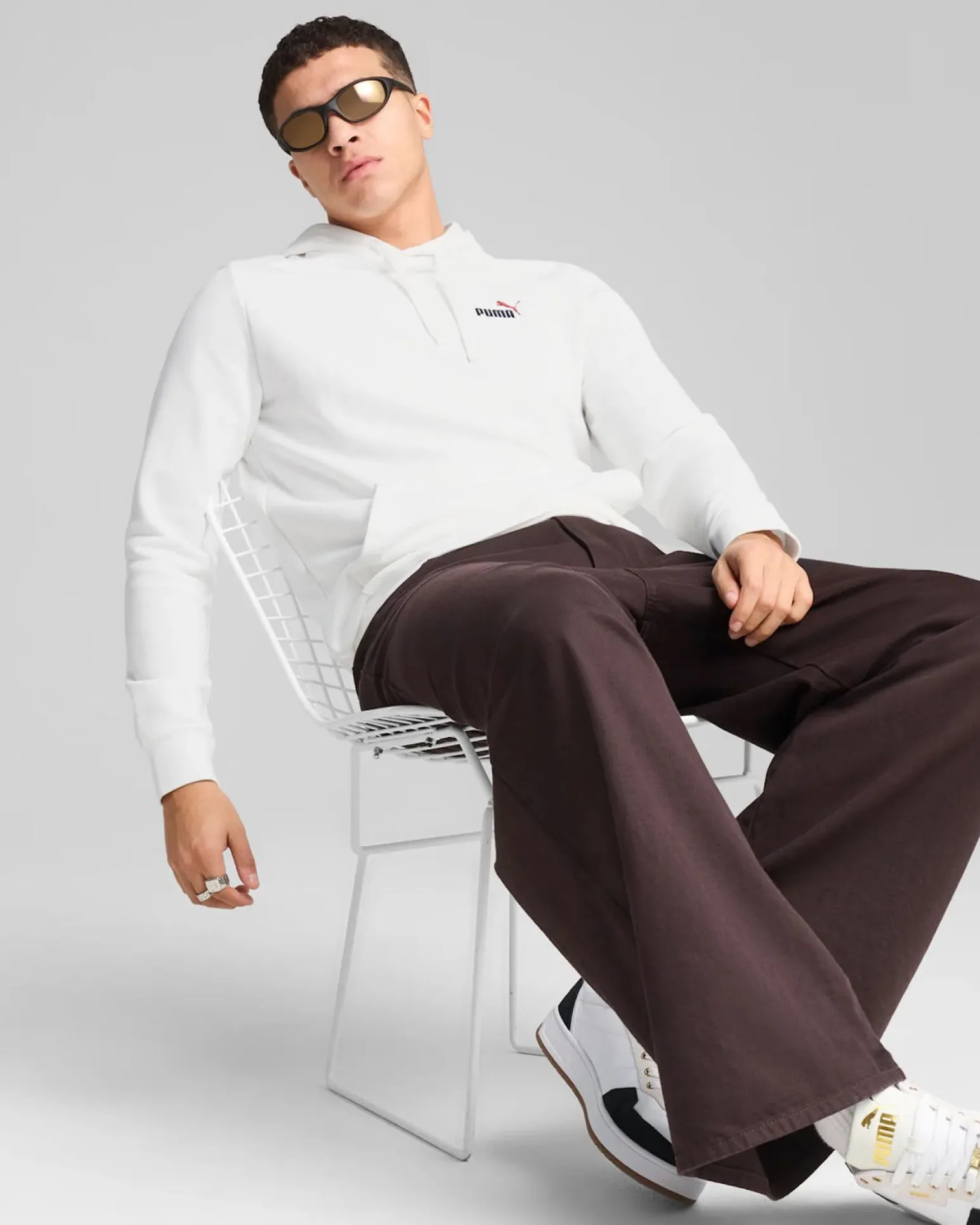 PUMA - FELPA CON CAPPUCCIO BIANCA ESSENTIAL 2 COLOR SMALL N.1 DA UOMO, 684719-52