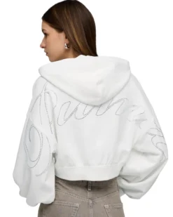 PUMA - FELPA CON CAPPUCCIO FULL ZIP ESSENTIAL BIANCA GRAPHIC  DA DONNA, 635394-02