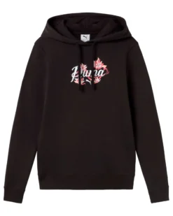 PUMA - FELPA CON CAPPUCCIO NERA FLORAL GRAPHIC CAT HD DA DONNA, 694456-01